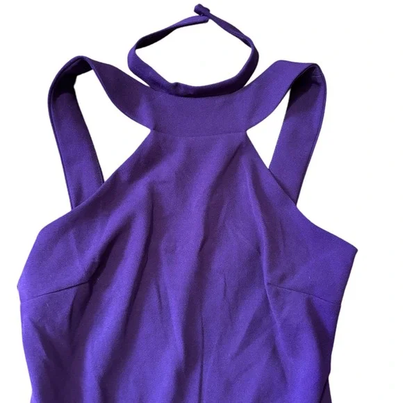 Bebe Womens Purple Halter Neck Cut Out Shoulder Bodycon Mini Dress Small NWOT - Picture 6 of 9